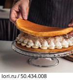 delicious cake with whipping cream banana. Стоковое фото, агентство Ingram Publishing / Фотобанк Лори
