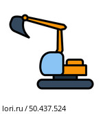 Icon Of Construction Bulldozer. Editable Bold Outline With Color Fill Design. Vector Illustration. Стоковая иллюстрация, агентство Ingram Publishing / Фотобанк Лори