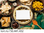 indian food arangement with sari. Стоковое фото, агентство Ingram Publishing / Фотобанк Лори