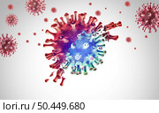Subvariant Virus Spreading as viral pathogens Mutating variants and mutation as a transmissible health risk concept and new COVID-19 outbreak or coronavirus mutations and influenza background as a 3D render. Стоковое фото, агентство Ingram Publishing / Фотобанк Лори