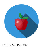 Icon Of Apple In Ui Colors. Flat Circle Stencil Design With Long Shadow. Vector Illustration. Стоковая иллюстрация, агентство Ingram Publishing / Фотобанк Лори