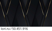 3D modern luxury banner template design black diagonal stripes pattern with golden lines light sparking on dark background. Vector graphic illustration. Стоковая иллюстрация, агентство Ingram Publishing / Фотобанк Лори