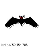 Halloween Holiday Sticker With Shadow Element. Flying Bat Over White Background for Creating Halloween Designs. Vector illustration. Стоковая иллюстрация, агентство Ingram Publishing / Фотобанк Лори