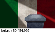 Italian election and voting for the vote of Italy as a democracy concept with light shinning on a polling station during an election as a democratic right in a European democracy with 3D illustration elements. Стоковое фото, агентство Ingram Publishing / Фотобанк Лори