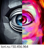Artificial Intelligence art and AI painting symbol representing artistic works that would be generated by a computer as a simulation of human creative ability as a creativity concept in a 3D illustration style. Стоковое AI-изображение, агентство Ingram Publishing / Фотобанк Лори