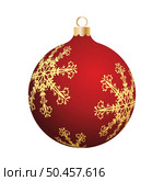 Christmas decoration red glass ball with snowflakes ornate. Festive design element for the winter holidays, events, discounts, and sales. Vector illustration. Стоковая иллюстрация, агентство Ingram Publishing / Фотобанк Лори