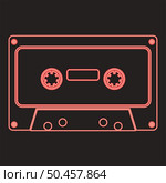 Neon retro audio cassette red color vector illustration image flat style light. Neon retro audio cassette red color vector illustration image flat style. Стоковая иллюстрация, агентство Ingram Publishing / Фотобанк Лори