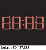 Neon digital clock face red color vector illustration image flat style light. Neon digital clock face red color vector illustration image flat style. Стоковая иллюстрация, агентство Ingram Publishing / Фотобанк Лори
