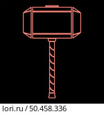 Neon thor’s hammer Mjolnir red color vector illustration image flat style light. Neon thor’s hammer Mjolnir red color vector illustration image flat style. Стоковая иллюстрация, агентство Ingram Publishing / Фотобанк Лори