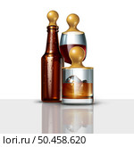 Breastfeeding And Alcohol as a symbol of mother drinking when pregnant or before nursing or Fetal Alcohol Exposure with alcoholic drinks as beer wine and whiskey with a pacifier as a 3D illustration. Стоковое фото, агентство Ingram Publishing / Фотобанк Лори