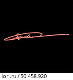 Neon signature handwriting red color vector illustration image flat style light. Neon signature handwriting red color vector illustration image flat style. Стоковая иллюстрация, агентство Ingram Publishing / Фотобанк Лори