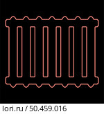 Neon cast iron battery Heating radiator red color vector illustration image flat style light. Neon cast iron battery Heating radiator red color vector illustration image flat style. Стоковая иллюстрация, агентство Ingram Publishing / Фотобанк Лори
