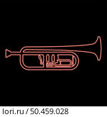 Neon trumpet Clarion music instrument red color vector illustration image flat style light. Neon trumpet Clarion music instrument red color vector illustration image flat style. Стоковая иллюстрация, агентство Ingram Publishing / Фотобанк Лори