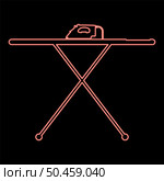 Neon ironing board with iron red color vector illustration image flat style light. Neon ironing board with iron red color vector illustration image flat style. Стоковая иллюстрация, агентство Ingram Publishing / Фотобанк Лори