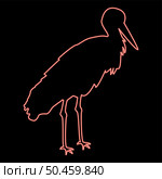 Neon stork Bird standing Crane Heron red color vector illustration image flat style light. Neon stork Bird standing Crane Heron red color vector illustration image flat style. Стоковая иллюстрация, агентство Ingram Publishing / Фотобанк Лори