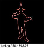 Neon wizard holds magic wand trick book Waving Sorcery concept Magician Sorcerer Fantasy person Warlock man in robe with magical stick Witchcraft in hat mantle Mage conjure Mystery idea Enchantment red color vector illustration image flat style light. Neon wizard holds magic wand trick book Waving Sorcery concept Magician Sorcerer Fantasy person Warlock man in robe with magical stick Witchcraft in hat mantle Mage conjure Mystery idea Enchantment red color vector illustration image flat style. Стоковая иллюстрация, агентство Ingram Publishing / Фотобанк Лори