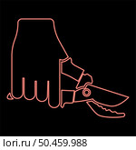 Neon secateur in hand garden pruner pruning shears Clippers Hand scissors Manual cutting use tool red color vector illustration image flat style light. Neon secateur in hand garden pruner pruning shears Clippers Hand scissors Manual cutting use tool red color vector illustration image flat style. Стоковая иллюстрация, агентство Ingram Publishing / Фотобанк Лори