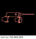 Neon electric rotary hammer drill in hand holding tool use Arm using Power tool red color vector illustration image flat style light. Neon electric rotary hammer drill in hand holding tool use Arm using Power tool red color vector illustration image flat style. Стоковая иллюстрация, агентство Ingram Publishing / Фотобанк Лори