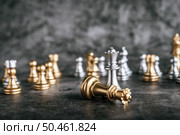 Gold and Silver Chess on chess board game for business metaphor leadership concept . Стоковое фото, агентство Ingram Publishing / Фотобанк Лори