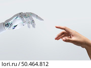 Technology human touch background, modern remake of The Creation of Adam. Стоковое фото, агентство Ingram Publishing / Фотобанк Лори