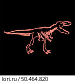 Neon dinosaur skeleton tyrannosaurus rex bones silhouettes red color vector illustration image flat style light. Neon dinosaur skeleton tyrannosaurus rex bones silhouettes red color vector illustration image flat style. Стоковая иллюстрация, агентство Ingram Publishing / Фотобанк Лори
