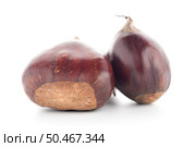 Chestnuts with shell isolated on white background. Стоковое фото, агентство Ingram Publishing / Фотобанк Лори