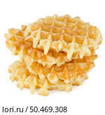 Pile of sweet waffles isolated on white background. Стоковое фото, агентство Ingram Publishing / Фотобанк Лори