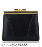 Black leather purse isolated on white background. Стоковое фото, агентство Ingram Publishing / Фотобанк Лори
