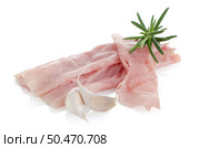 fresh shaved ham on a white background. Стоковое фото, агентство Ingram Publishing / Фотобанк Лори