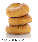 Homemade biscuits with eggs and cream on white background. Стоковое фото, агентство Ingram Publishing / Фотобанк Лори