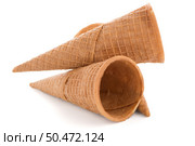 Wafer cones on white background. Стоковое фото, агентство Ingram Publishing / Фотобанк Лори