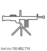 Machine-gun weapon contour outline line icon black color vector illustration image thin flat style simple. Machine-gun weapon contour outline line icon black color vector illustration image thin flat style. Стоковая иллюстрация, агентство Ingram Publishing / Фотобанк Лори