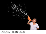 The boy shouted loudly happy. Стоковое фото, агентство Ingram Publishing / Фотобанк Лори