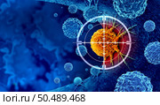 Cancer detection and screening as a treatment for malignant cells with a biopsy or testing caused by carcinogens and genetics with a cancerous cell as an immunotherapy symbol as a 3D render. Стоковое фото, агентство Ingram Publishing / Фотобанк Лори