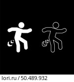 Man farts break wind farting bloating gas cloud stench bad smell flatulency set icon white color vector illustration image simple solid fill outline contour line thin flat style. Man farts break wind farting bloating gas cloud stench bad smell flatulency set icon white color vector illustration image solid fill outline contour line thin flat style. Стоковая иллюстрация, агентство Ingram Publishing / Фотобанк Лори