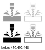 Drill with cartridge material processing shavings bit stationary use set icon grey black color vector illustration image simple solid fill outline contour line thin flat style. Drill with cartridge material processing shavings bit stationary use set icon grey black color vector illustration image solid fill outline contour line thin flat style. Стоковая иллюстрация, агентство Ingram Publishing / Фотобанк Лори