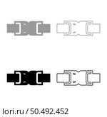 Buckle fastener clasp furniture for clothes system of fast snap join for backpack bag closed set icon grey black color vector illustration image simple solid fill outline contour line thin flat style. Buckle fastener clasp furniture for clothes system of fast snap join for backpack bag closed set icon grey black color vector illustration image solid fill outline contour line thin flat style. Стоковая иллюстрация, агентство Ingram Publishing / Фотобанк Лори