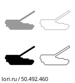 Self-propelled howitzer artillery system set icon grey black color vector illustration image simple solid fill outline contour line thin flat style. Self-propelled howitzer artillery system set icon grey black color vector illustration image solid fill outline contour line thin flat style. Стоковая иллюстрация, агентство Ingram Publishing / Фотобанк Лори