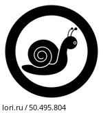 Snail mollusc icon in circle round black color vector illustration image solid outline style simple. Snail mollusc icon in circle round black color vector illustration image solid outline style. Стоковая иллюстрация, агентство Ingram Publishing / Фотобанк Лори