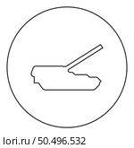 Self-propelled howitzer artillery system icon in circle round black color vector illustration image outline contour line thin style simple. Self-propelled howitzer artillery system icon in circle round black color vector illustration image outline contour line thin style. Стоковая иллюстрация, агентство Ingram Publishing / Фотобанк Лори