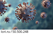 Detailed 3D render of the SARS-CoV-2 coronavirus particle. Concept of virology, pandemic, and infectious disease research. Стоковое AI-видео, аниматор Sergey Grishin / Фотобанк Лори