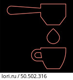Neon coffee drop in cup filtering cuping portafilter drip red color vector illustration image flat style light. Neon coffee drop in cup filtering cuping portafilter drip red color vector illustration image flat style. Стоковая иллюстрация, агентство Ingram Publishing / Фотобанк Лори