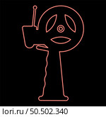 Neon dispenser with scotch tape adhesive for hand red color vector illustration image flat style light. Neon dispenser with scotch tape adhesive for hand red color vector illustration image flat style. Стоковая иллюстрация, агентство Ingram Publishing / Фотобанк Лори