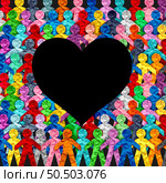 Diverse Workers and Employee Diversity love as worker inclusion in the workplace as people working together in society and international tolerance celebration of multicultural business culture. Стоковое фото, агентство Ingram Publishing / Фотобанк Лори
