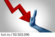 Recession Decline and financial downturn or economic decrease as a symbol for contraction of the economy and managing a slowdown of consumer spending with 3D illustration elements. Стоковое фото, агентство Ingram Publishing / Фотобанк Лори