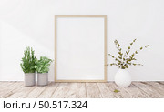 Picture frames with plant pots adorn the living room. Стоковое фото, агентство Ingram Publishing / Фотобанк Лори