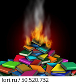 Censorship and banning books concept and publishing censorship by censors and a symbol of suppression for the US First Amendment or to ban as a 3D illustration. Стоковое фото, агентство Ingram Publishing / Фотобанк Лори