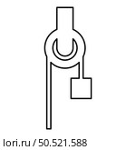 Winch with cord pulley construction climbing block equipment sheave with cargo weight freight burden contour outline line icon black color vector illustration image thin flat style simple. Winch with cord pulley construction climbing block equipment sheave with cargo weight freight burden contour outline line icon black color vector illustration image thin flat style. Стоковая иллюстрация, агентство Ingram Publishing / Фотобанк Лори