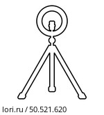 Led ring lamp on tripod with smartphone for phone studio photo light podcast concept equipment for streaming video contour outline line icon black color vector illustration image thin flat style simple. Led ring lamp on tripod with smartphone for phone studio photo light podcast concept equipment for streaming video contour outline line icon black color vector illustration image thin flat style. Стоковая иллюстрация, агентство Ingram Publishing / Фотобанк Лори