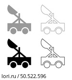 Catapult medieval siege ejection seat set icon grey black color vector illustration image simple solid fill outline contour line thin flat style. Catapult medieval siege ejection seat set icon grey black color vector illustration image solid fill outline contour line thin flat style. Стоковая иллюстрация, агентство Ingram Publishing / Фотобанк Лори
